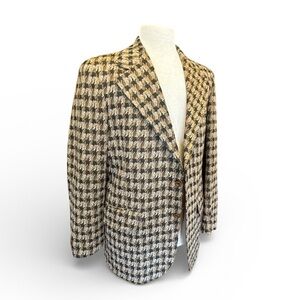 House of Brands Vintage Brown Polyester Houndstooth Blazer See Measurements